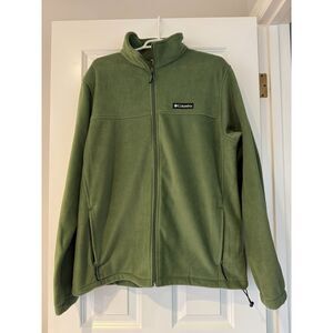 Men's COLUMBIA Long Sleeve Fleece Zip Front Top Jacket in Green Size Large